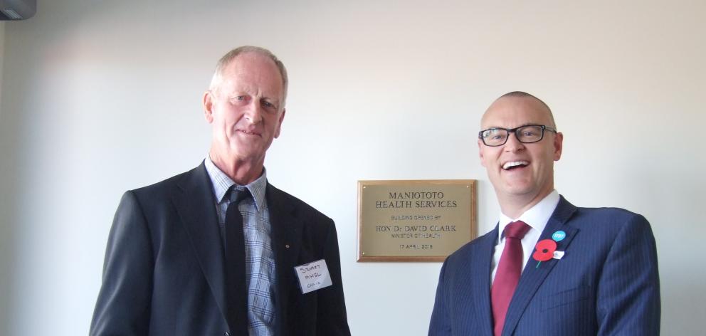 Maniototo Health Services Ltd chairman Stuart Paterson (left) and Health Minister David Clark at...