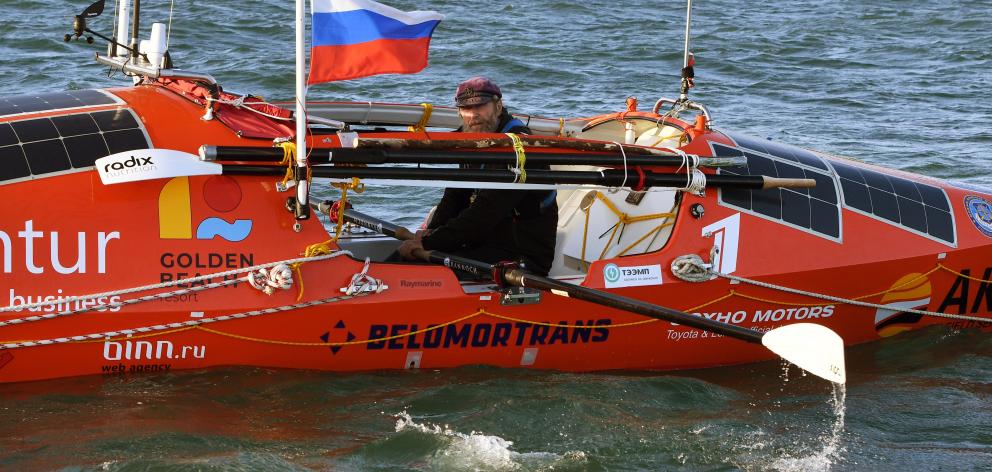 Russian adventurer Fedor Konyukhov is about three-quarters of the way through his rowing journey from Dunedin to Cape Horn, Chile. Photo: Stephen Jaquiery
