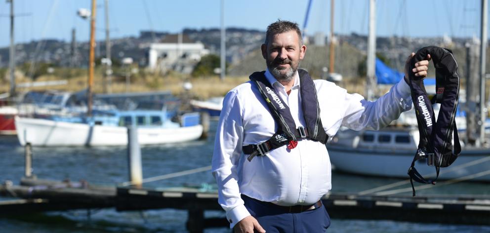 Otago harbourmaster Steve Rushbrook sports a life jacket, which will soon be compulsory wearing on many boats in the  region. Photo: Gerard O'Brien