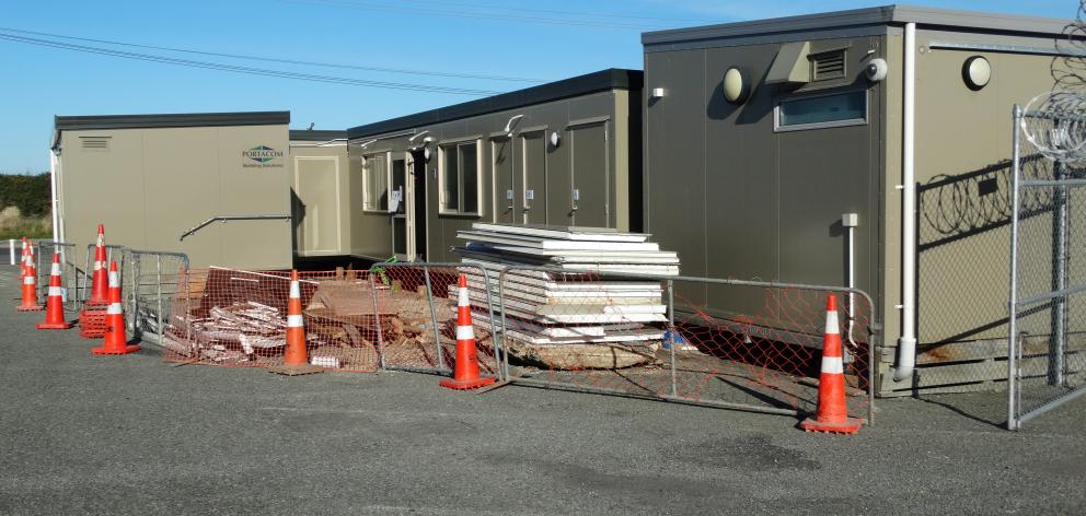 The former temporary courthouse in Humber St, Oamaru, which is being dismantled. PHOTO: DANIEL...