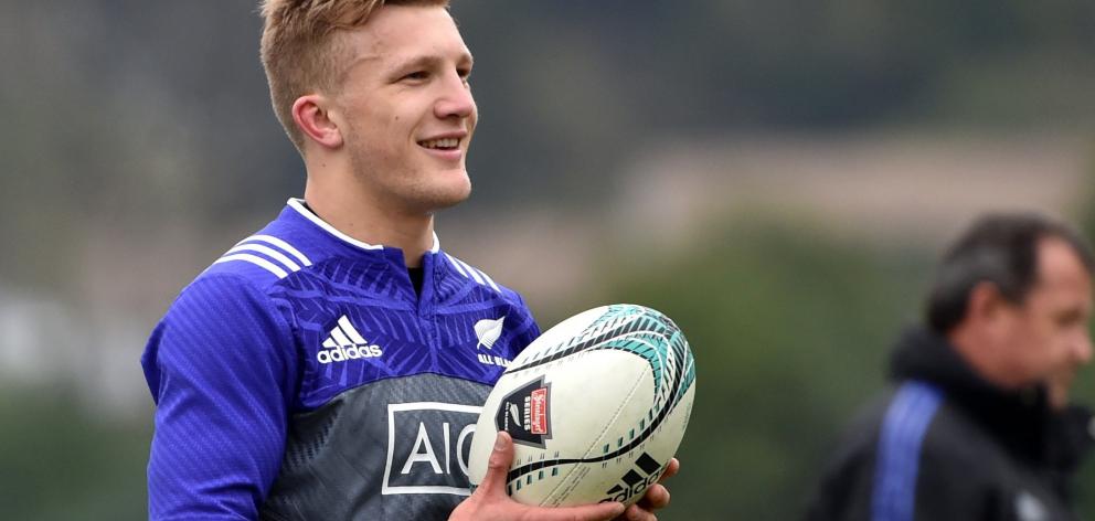 Damian McKenzie during the All Blacks training before the Wales Rugby Test at University Oval....