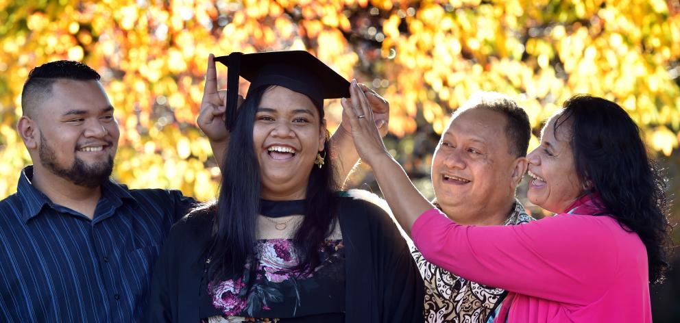 Samoan University of Otago graduand Eliana Viali, with her brother Zenith Viali, father  Dr...