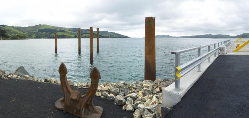 Piles, completed in March, will allow deck construction to start soon on a fishing jetty of generous proportions. Photo: Port Otago