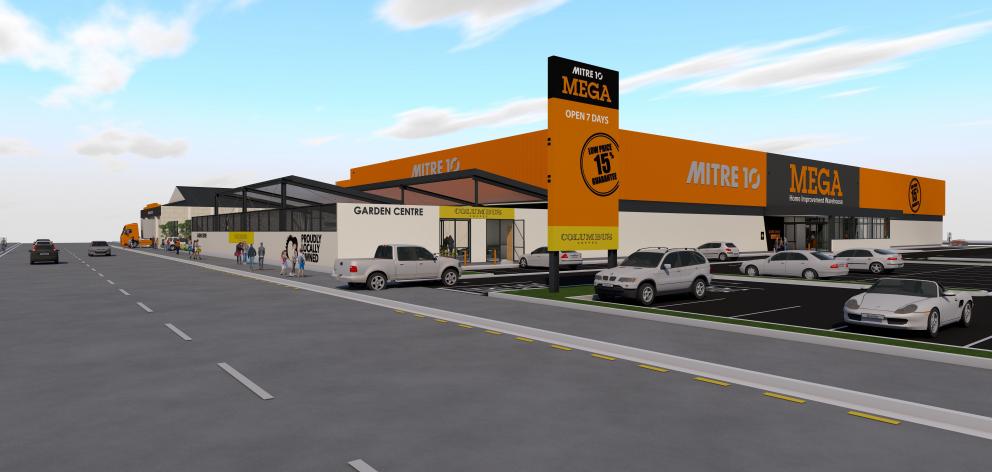An artist's impression of Oamaru's Mitre 10 Mega store, expected to open in early 2020. PHOTO:...