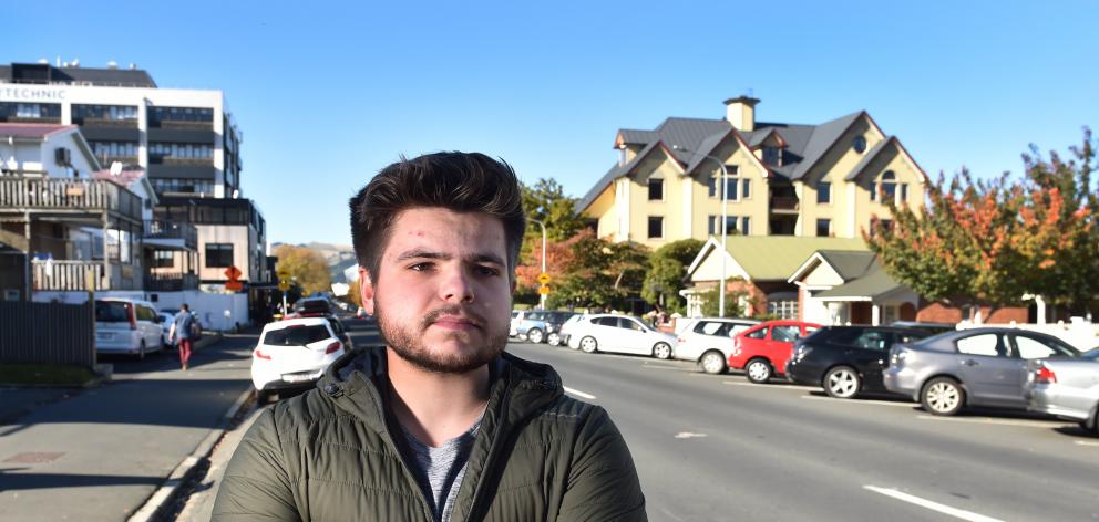 Union St East resident Oliver Ferrier (21) wants the student quarter to be a meter-free zone....