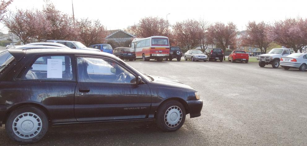 Vehicles being offered for sale at Awamoa Park in Oamaru, the town’s unofficial private car sales...