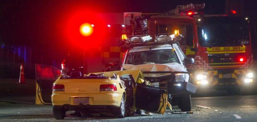 Emergency services at the scene of the crash. Photo: NZME. Emergency services at the scene of the crash. Photo: NZME.