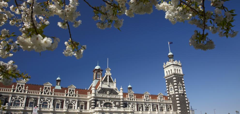 Dunedin Railway Station in springtime. Photo: Getty Images 