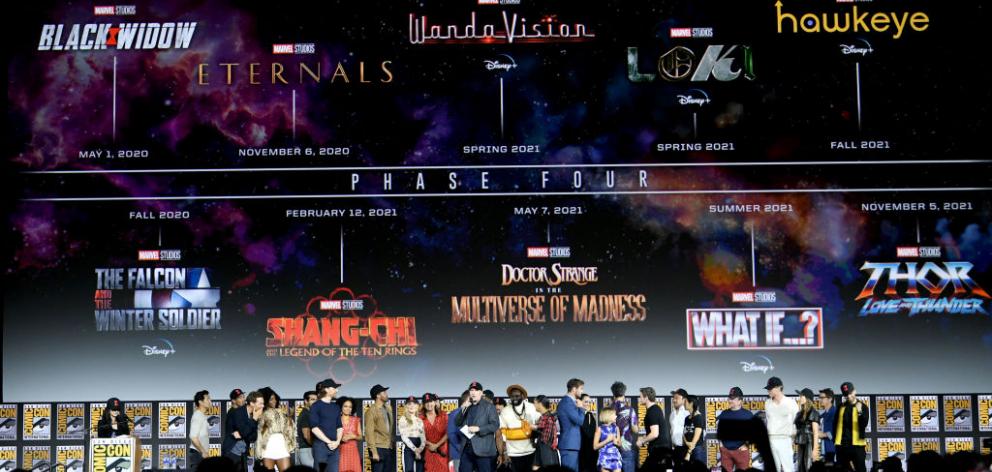 The Marvel Cinematic Universe Phase Four is announced with cast members during the Marvel Studios Panel during 2019 San Diego Comic-Con. Photo: Getty Images