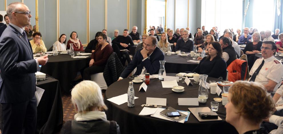 Health Minister David Clark speaks to mental health professionals in Dunedin yesterday. PHOTO:...