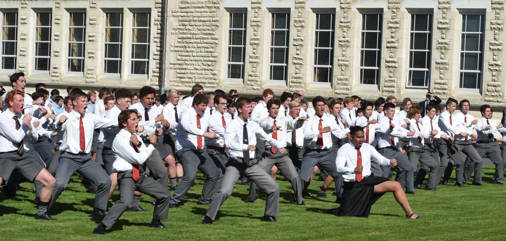 Waitaki Boys’ High School pupils performed a haka outside the hall of memories when Prime...