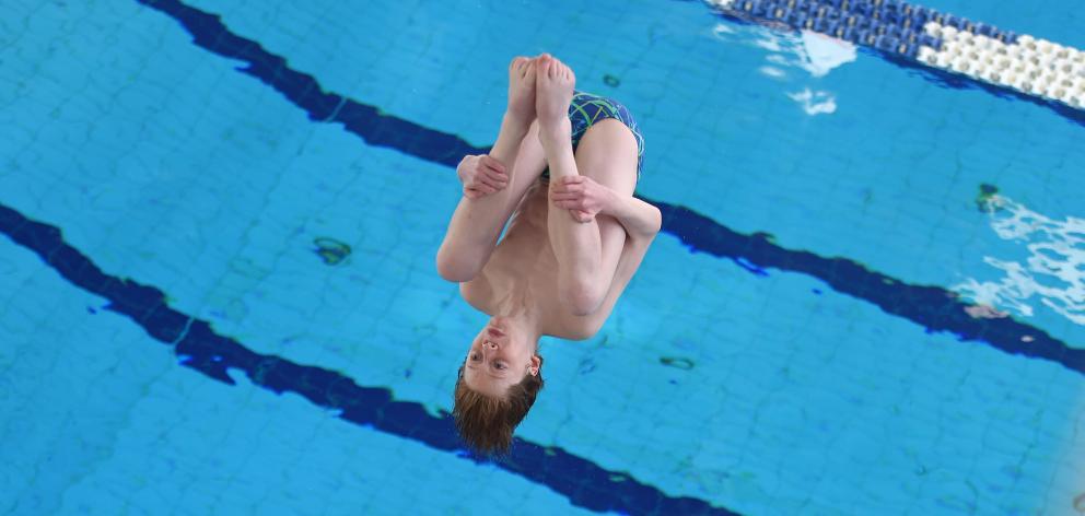 Otago diver Dominic Fortes (15) shows his class while competing at the South Island Diving...