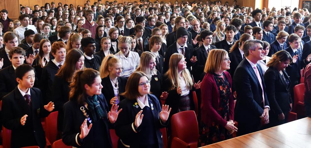 Hundreds of pupils from schools around the region packed into the Otago Girls’ High School hall to hear the US civil rights activist. Photos: Peter McIntosh