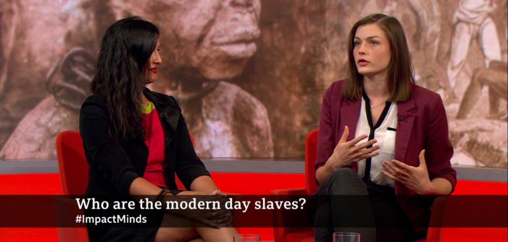 Dr Katarina Schwarz (right) takes part in a recent BBC Impact discussion on modern slavery with...