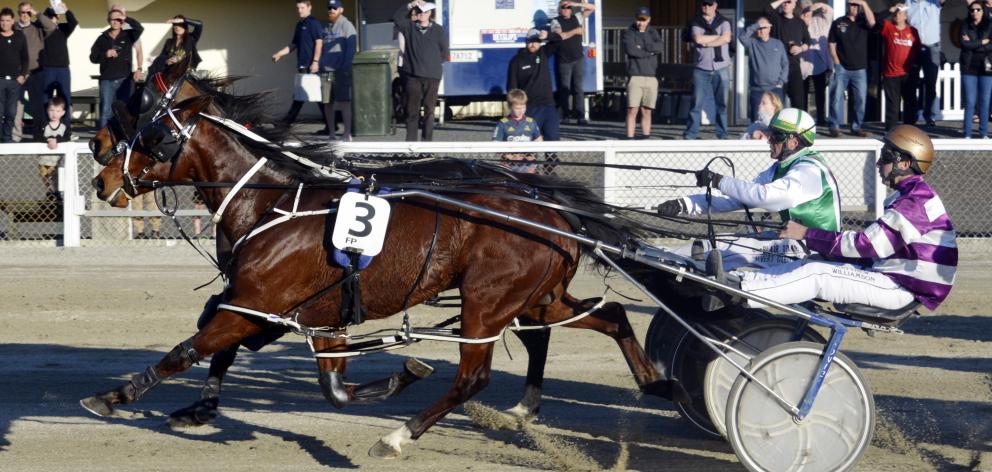 Aveross Rustler and driver Blair Orange (in green colours) run down Spirit of St Louis and...