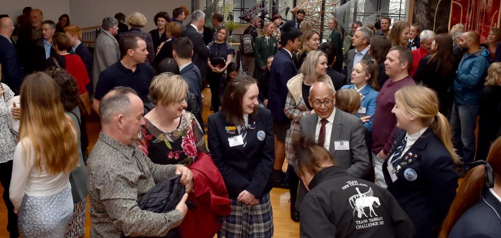 Parents and pupils mingle during the Otago Daily Times Class Act awards ceremony at the Dunedin...