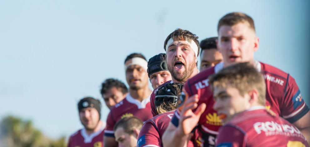 Southland forwards wait for the ball to be thrown to a lineout during their Mitre 10 Cup clash...