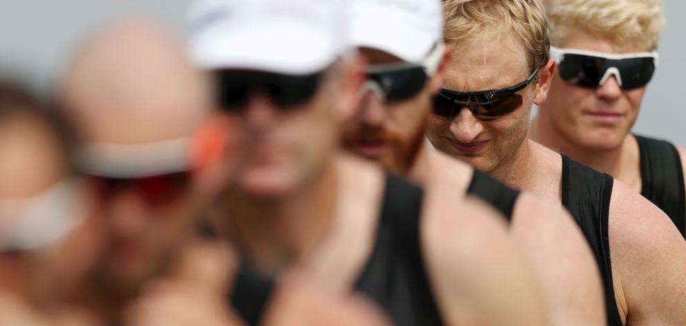 Bond (second from right) and Drysdale were part of the New Zealand eight which needed to make the top five in their final in Austria to seal a spot at Tokyo next July. Photo: Getty Images