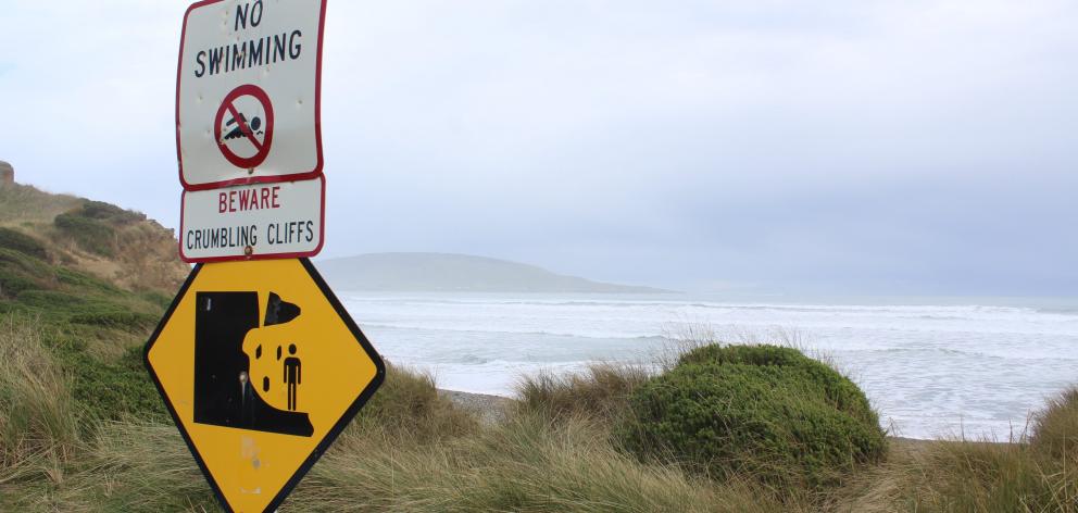 Swimmers have to look elsewhere other than Gemstone Beach in Southland, as the crumbling cliffs...
