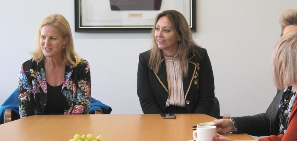 MPs Louise Upston (left) and Sarah Dowie hosted a meeting about the 3 Day Postnatal Stay member's Bill in Invercargill. Photo: Luisa Girao