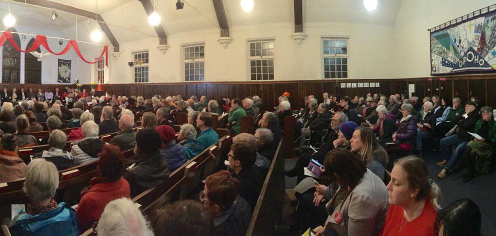 Candidates in the  Dunedin City Council election set out their positions in front of a crowd of...