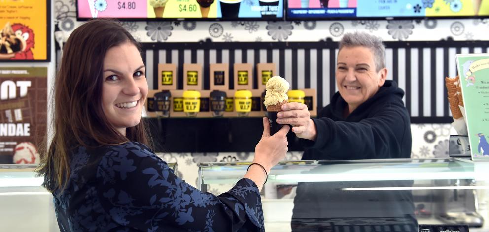 Smokefree Otago Coalition representative Catherine Thomas opts for an ice cream over a packet of...