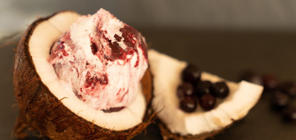 Blackcurrant and coconut gelato by Wanaka’s Pure NZ, which last year won the non-dairy award. Photo: Supplied