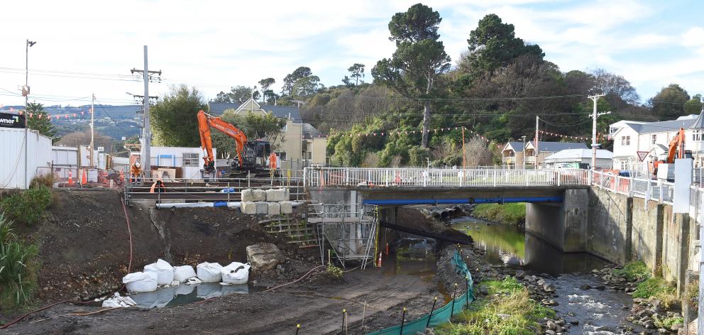 Construction work at the Dundas St Bridge. PHOTO: GREGOR RICHARDSON

