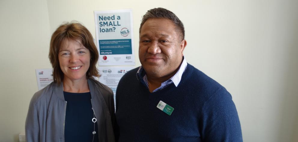 South Dunedin-based Otago community finance co­ordinators Mel Aicken (left) and Lloyd Maole, have been contacted by more than 100 people a week since the programme started three weeks ago. PHOTO: BRENDA HARWOOD