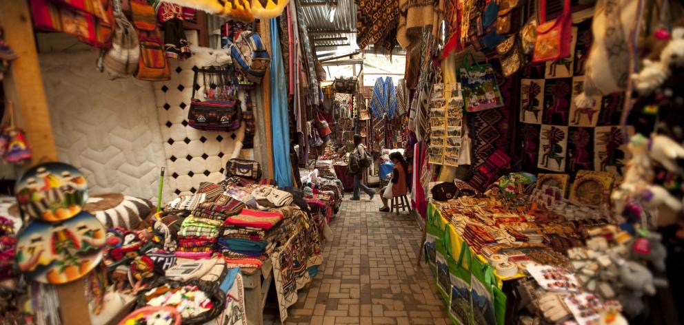 The colourful markets at Aguas Calientes where we disembarked near the foot of Machu Picchu...