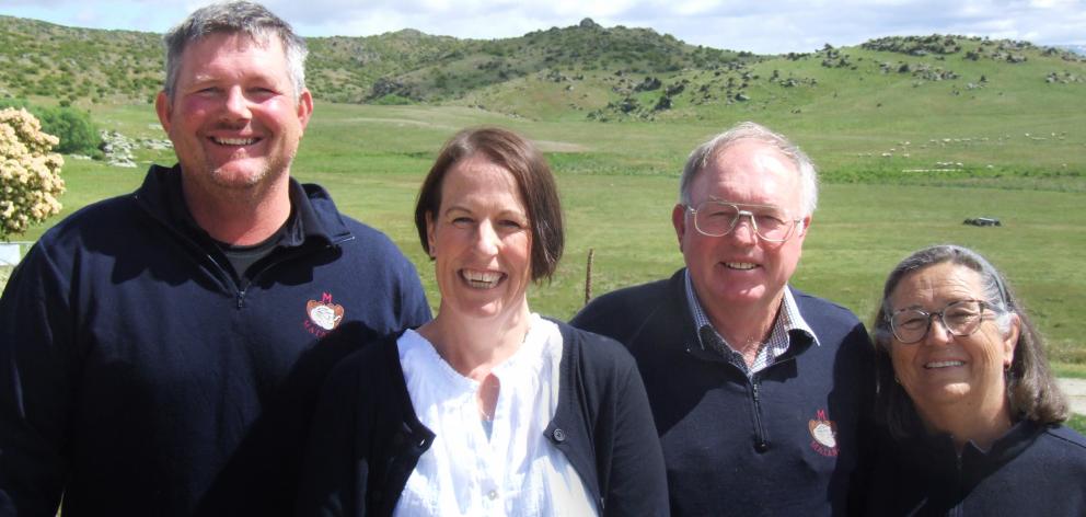 Brett (left), Helen, John and Mary-Liz Sanders are third and fourth generation to farm Matangi...