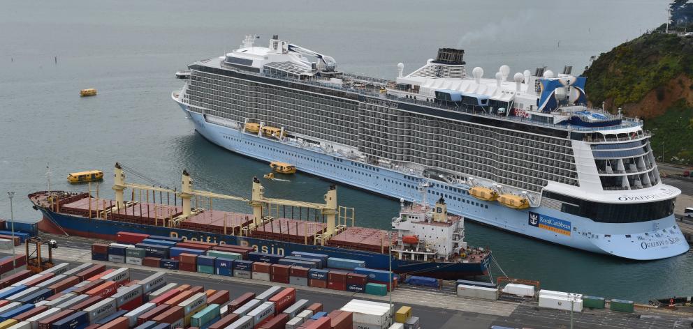 Fourth-largest cruise ship in the world ... The 4900-berth, 16-deck Ovation of the Seas at Port...