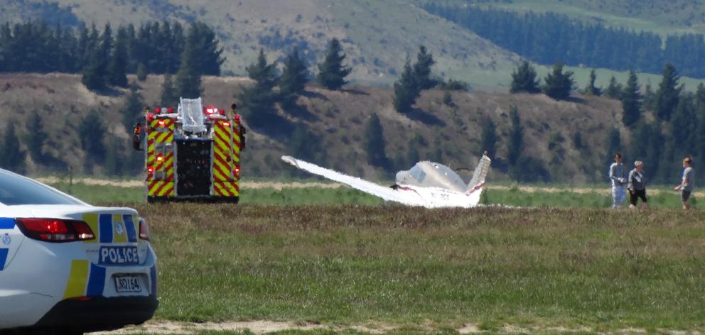 A Piper Cherokee after landing at Wanaka Airport on Saturday, following a problem with its...