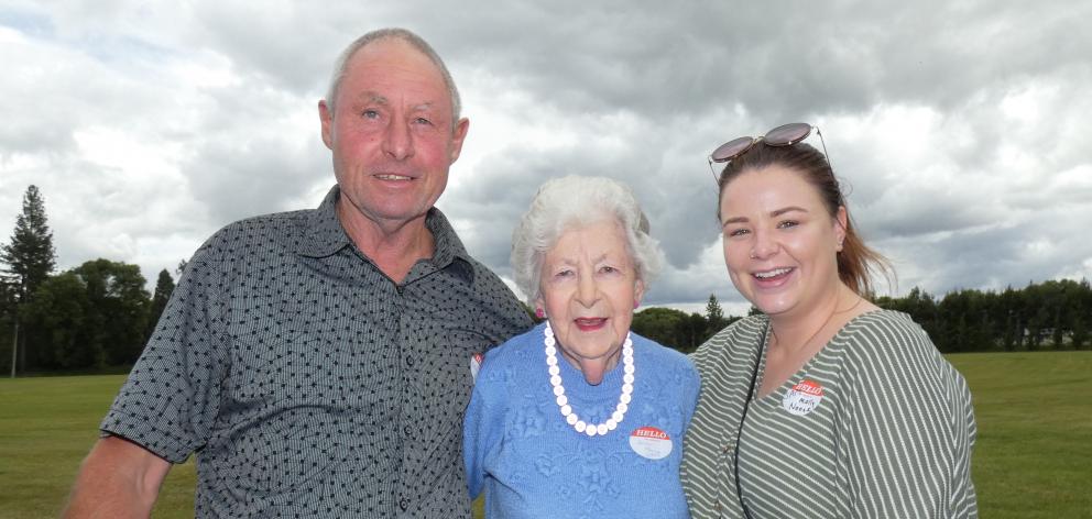 Doreen Noone, of Timaru, joins her son David Noone and grand-daughter Molly Noone at the McKnight...