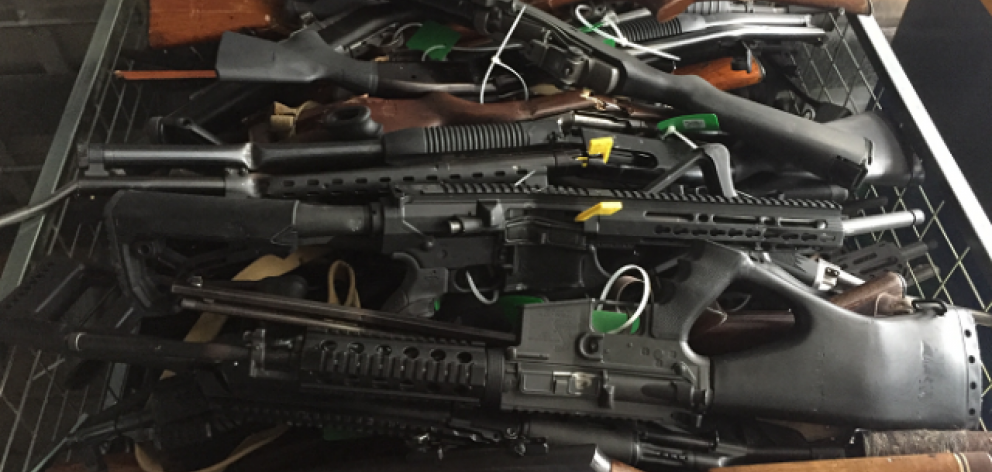 Firearms handed in at an event in Canterbury last weekend. Photo: NZ Police