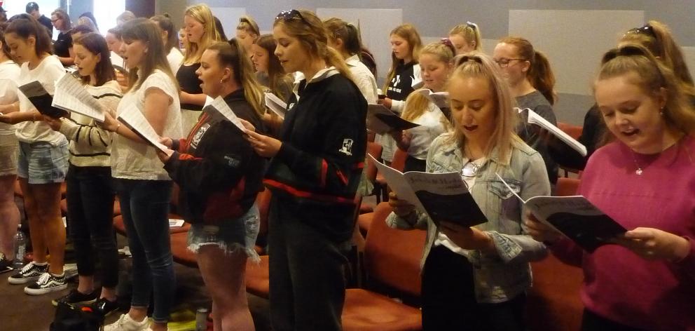 Seniors practising at Monday afternoon’s Mid Canterbury Summer Singing School session.

