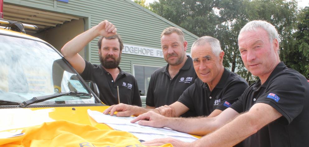 Volunteers (from left) Brodie Butcher, Nigel Milne, Graeme Appleby and Ken Keenan were among 21 firefighters deployed by Fire and Emergency New Zealand to help with Australia’s  bushfires. Photo: Luisa Girao