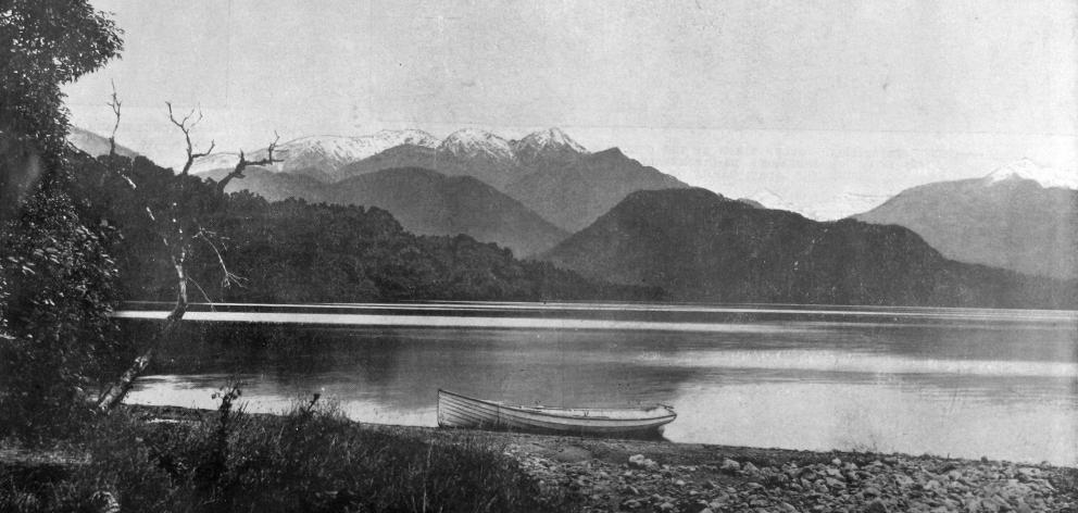 Lake Kanieri, a lovely sheet of water, about 19 kilometres from Hokitika, Westland. — Otago Witness, 20.1.1920.