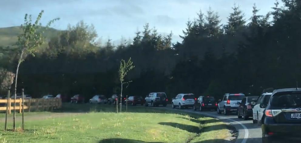 Morning traffic builds up around Queenstown. Photo: Video screenshot/ODT