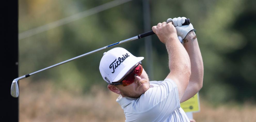  Leading New Zealander  Kieran Muir plays a shot at Millbrook during the second round of the New...