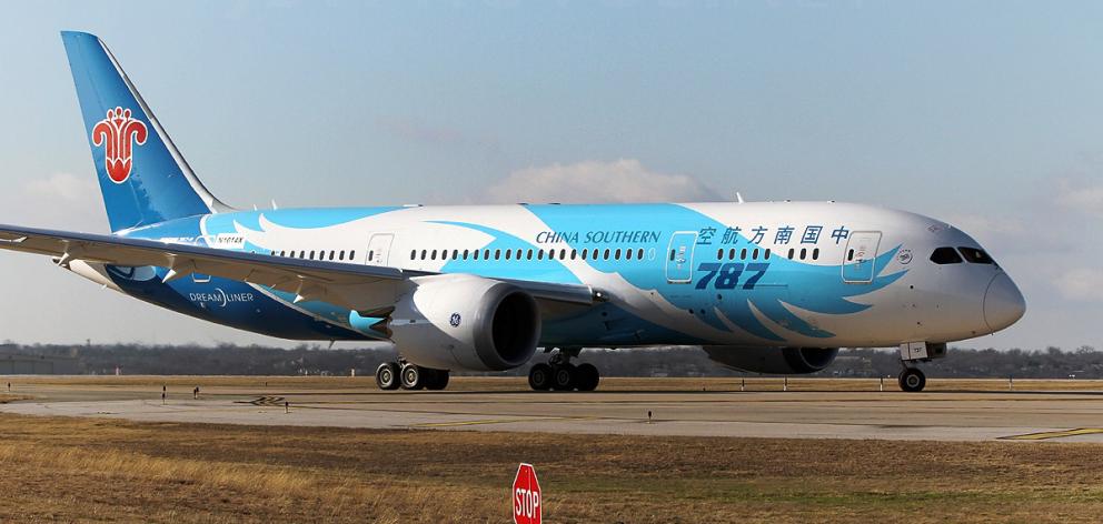 A China Southern Airlines B787 at Christchurch Airport. Photo: Supplied