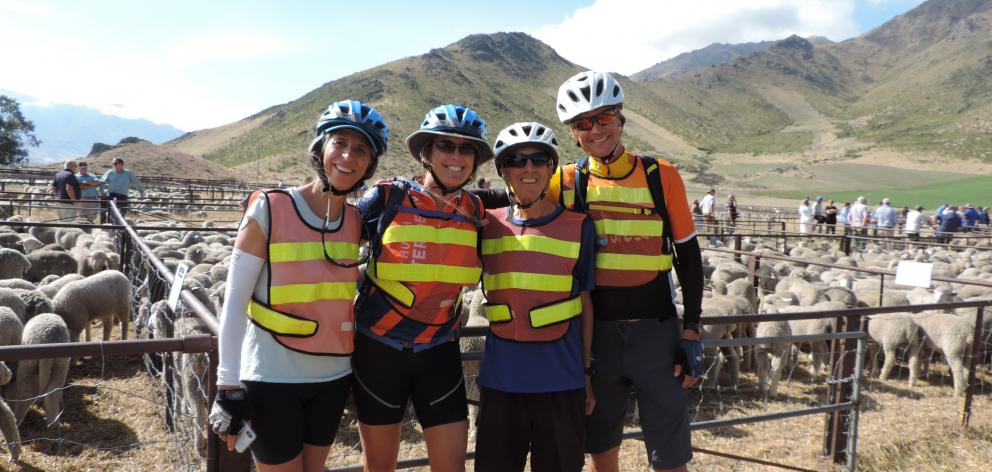 Alps 2 Ocean cycle trail riders (from left) Ania Camargo, Allison Watson, Andres Cortes, and Jon...