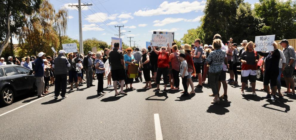 Protesters block State Highway 1 through Woodend. Photos: Shelley Topp