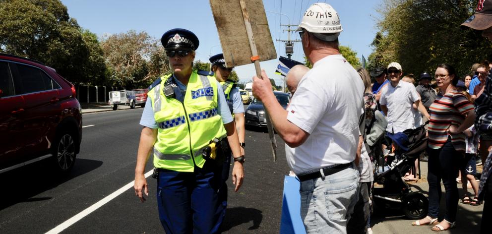 The police were called after protesters from the Rally for Woodend, in Owen Stalker Park, blocked...