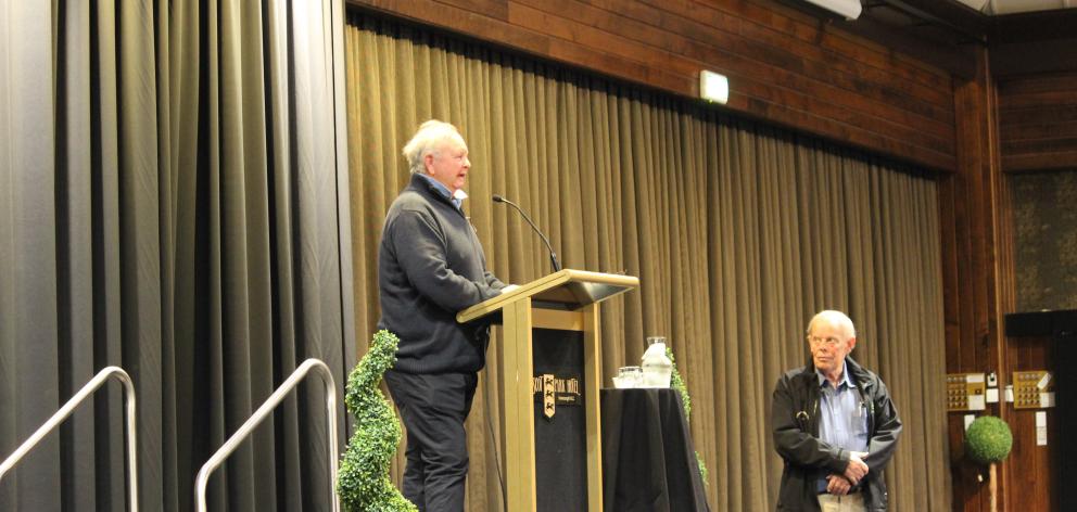 Recreational whitebaiter and whitebait working group member Ken Cochrane addresses about 200...