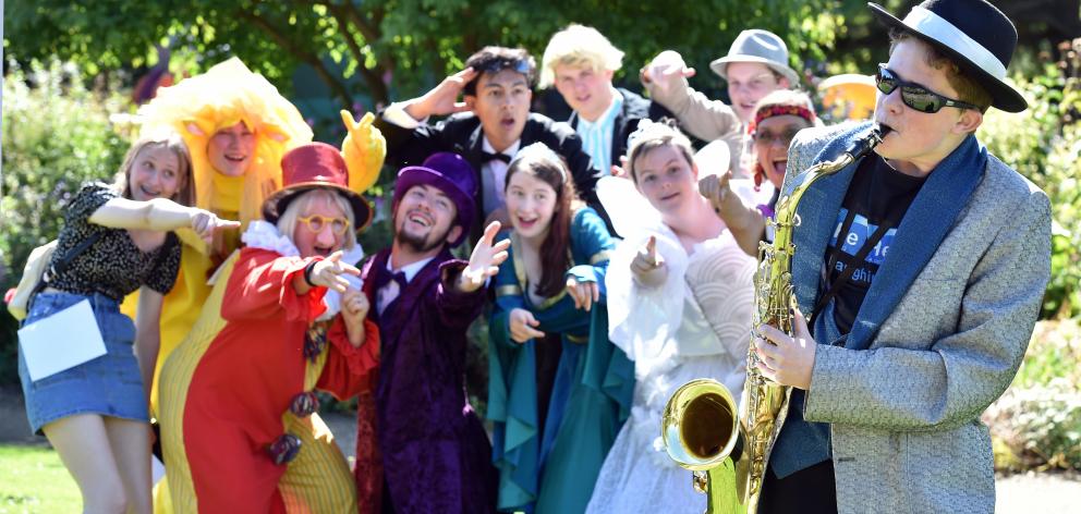 Robert Hannaford (13), of Mosgiel, shows off his saxophone skills with other members of the Fire...