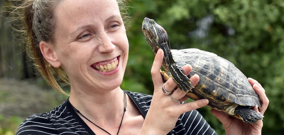 Cjay Neve is over the moon after being reunited with her pet turtle, Ruby. PHOTO: PETER MCINTOSH