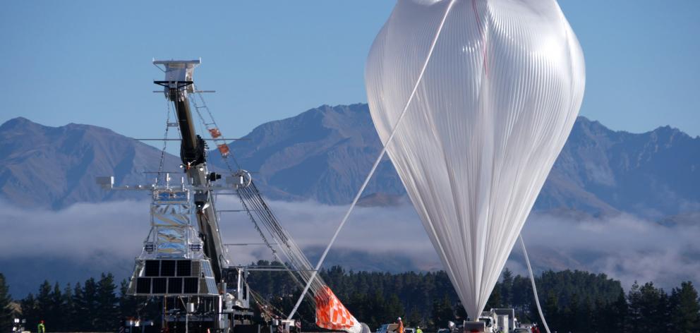 Nasa’s super pressure balloon is inflated at Wanaka Airport in April this year. Photo: Nasa/Bill...