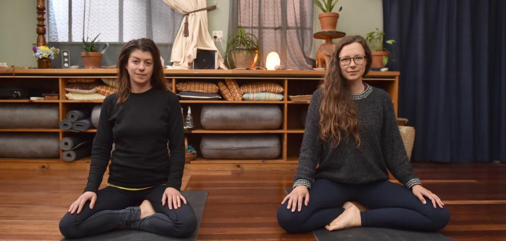 Brittany Mason (left) and Saskia Seeling opened their yoga and meditation business at the beginning of February. With increasing rules to stop the spread of Covid-19, the future of their studio is in peril. Photo: Gregor Richardson