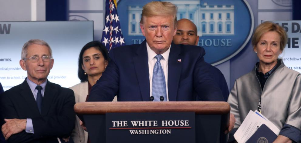 President Donald Trump holds a news briefing on the coronavirus outbreak. Photo: Reuters 